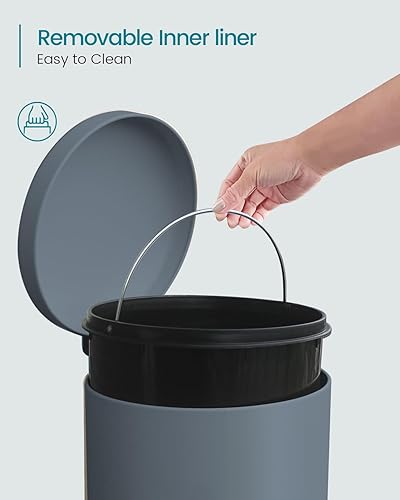 Miniatura 167 de Cubo de basura pequeño para baño con tapa, cubo de basura de 1.3 galones con cubo interior extraíble, cubo de basura delgado con tapa de cierre