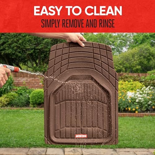 Image of Motor Trend 943-BW FlexTough Defender Car Floor Mats -Next Generation Deep Dish Heavy Duty Contour Liners for Car SUV Truck & Van-All Weather Protection, Trim to Fit Most Vehicles (Brown)