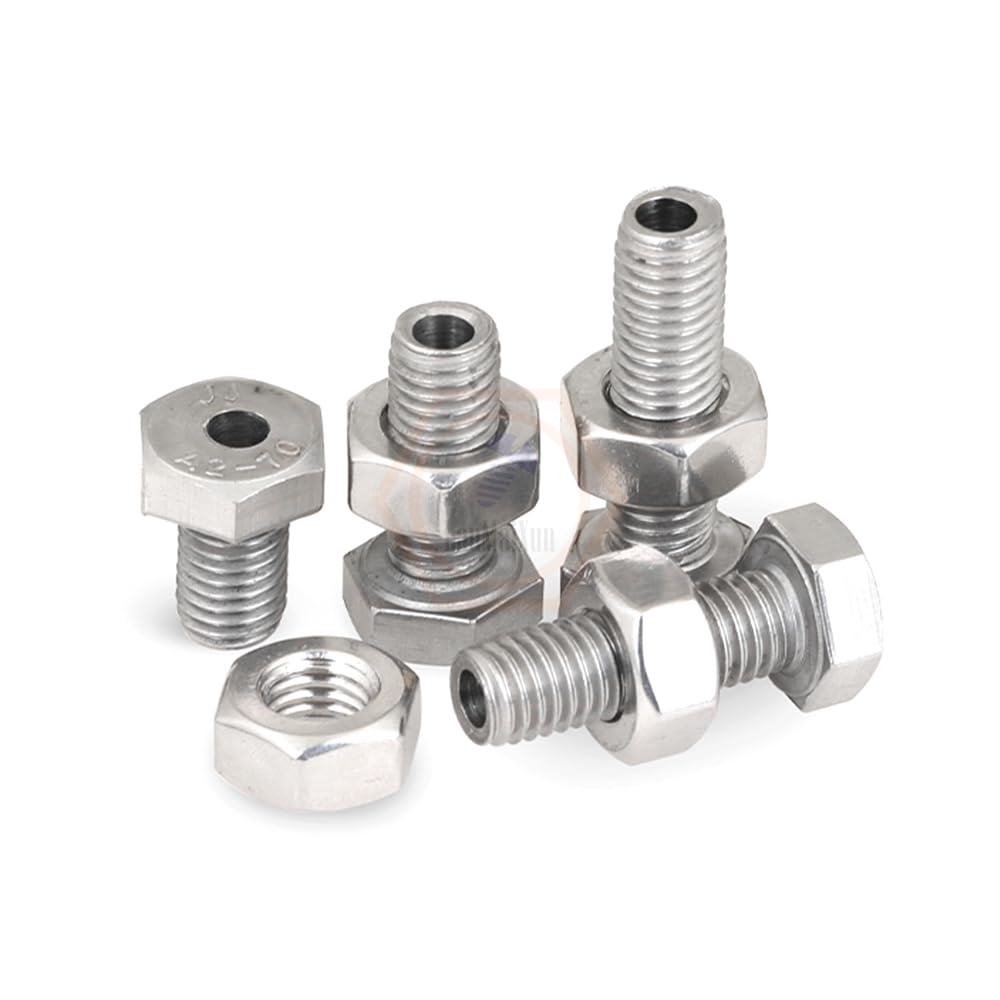 2set M14×60mm【Hole 8.2mm】 304 Stainless Steel External Hexagon Hollow Screws Whit Nuts Through-Hole Screw