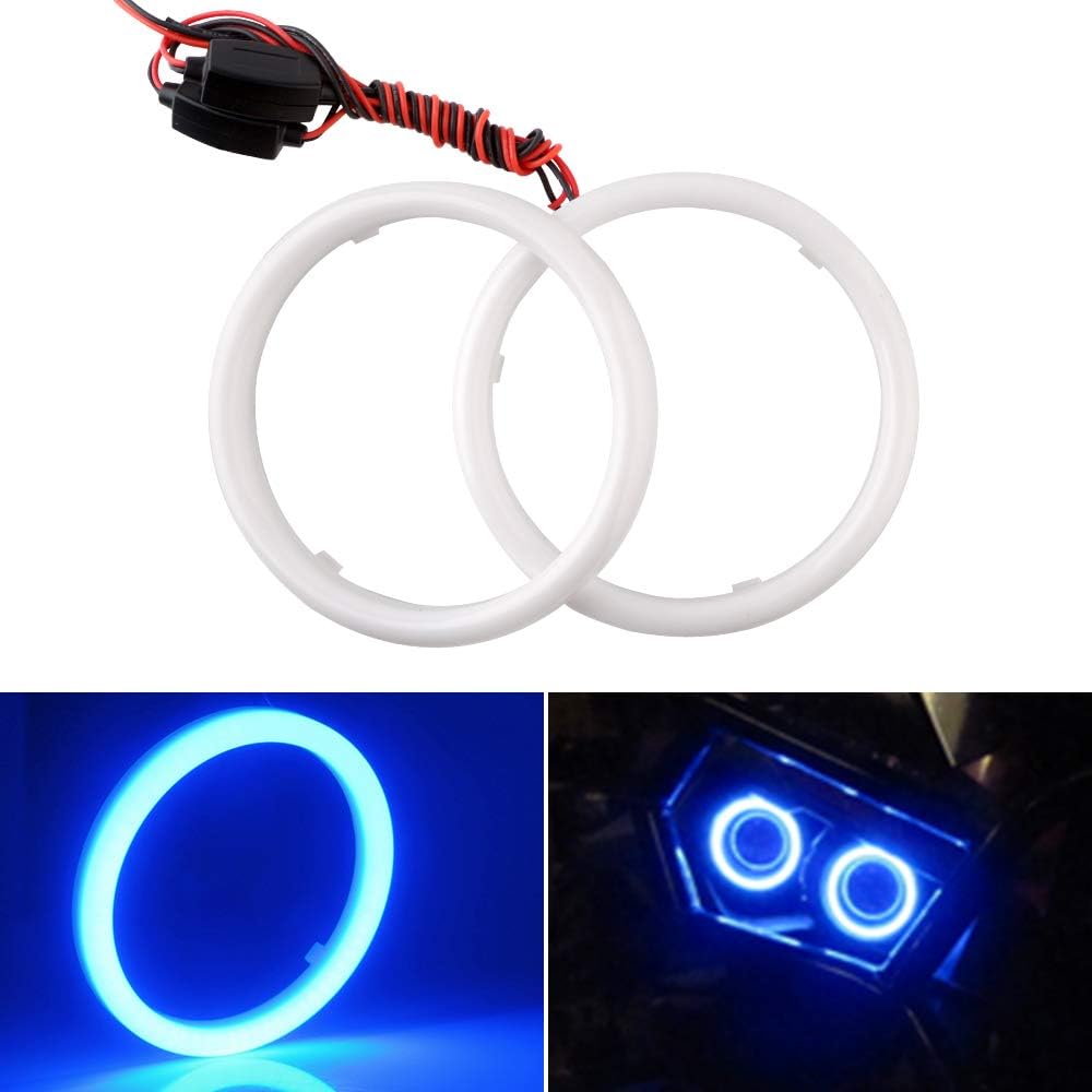 EverBright 1Pair Blue 60MM Car Led Cotton Lights Angel Eyes Halo Rings COB Light Circle Ring Headlight Lamp with Shell 12V 24V