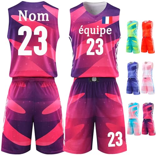 Maillot Basket Personnalisé pour Enfants Adultes, Ensemble Basket Enfant Homme Personnalisé avec Votre Nom, Numéro, Équipe,Logo.