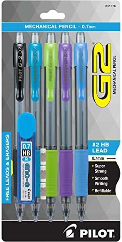 Pilot Mechanical Pencil (31776),Black/ Lime/ Purple/ Turquoise/ Periwinkle,0.7mm
