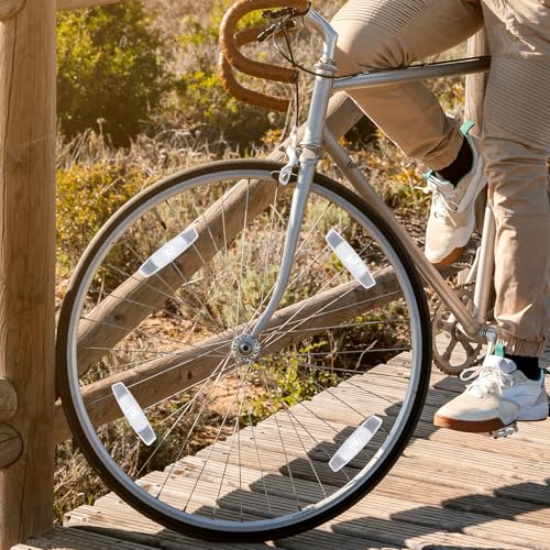 4 Pack Bike Wheel Reflectors, Bicycle Spoke Safety Reflectors for Night Riding, Quick Mount Reflective Rim Lights Safe Warning Bike Decoration Accessories for Road, Mountain Commuter Bikes (White) - Thumbnail 7