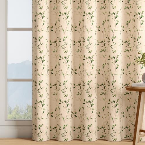 Image of Wakefit Printed Blackout Window Curtains 5 Feet | Set of 2 | Upto 99% Room Darkening | Double Layered Fabric | Thermal Insulated & Noise Reducing Curtains for Living Room| Leafline Beige