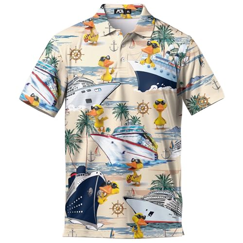 Funny Rubber Duck Shirts Polo for Men Unisex Duck Golf Polos Mens Shirts Polo Shirts Short Sleeve Button Up Shirt