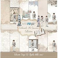 PAPERSFORYOU Collection 24 Papiers Scrap Mini Double Face 180 G 6" X 6" (Sweet Geometrical