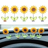 5pcs Sunflower Car Dashboard Decorations Bobblehead Sunflowers Car Ornament Cozy Hoome Cozy Home Sunflower Cars Interior Decor for Women, for Cute Girl Cars Interior Desk Ornaments Gifts