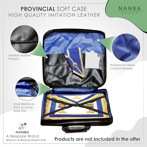 Masonic Apron Carrying Case - Lightweight Soft Black - Imitation Leather - Masonic Regalia Apron Case (Provincial)4