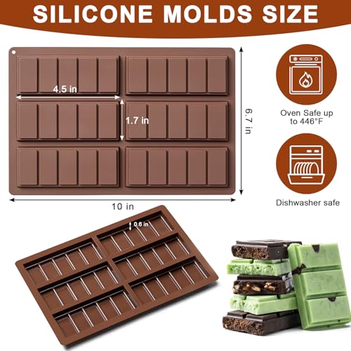 Image of Chocolate Bar Mold,Non-Stick Chocolate Molds,100% Food Grade Silicone Mold