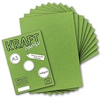Nature-eco – 50 Fogli Di Carta Kraft Riciclata – Formato DIN Lungo 10,5x21 Cm – 380 G/m² – Cartoncino Extra Forte Per Scrapbooking, Biglietti E Crafting – Ecologico