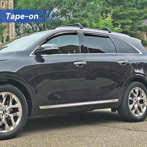 Image of Window Visors Rain Guards for 2016 2017 2018 2019 2020 Kia Sorento, Out-Channel Window Vent Wind Deflectors Visors Shades for 16 17 18 19 20 Sorento