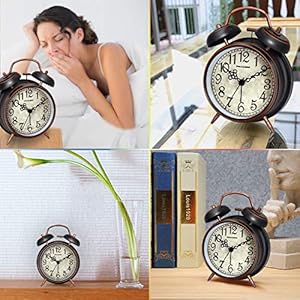 Peakeepretro4inchesbatteryoperatedtwinbellloudalarmclockblackwitharabic Urban Country Home Decor Peakeep retro 4 inches battery operated twin bell loud alarm clock black with arabic urban country home decor