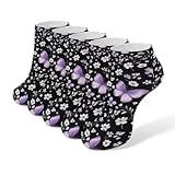 4TH N Women's 5-Pairs Casual Fashion Elastic Ankle Socks, Outdoor Sports Low Cut Sock for Office, Home, Daily Essentials (Butterfly)