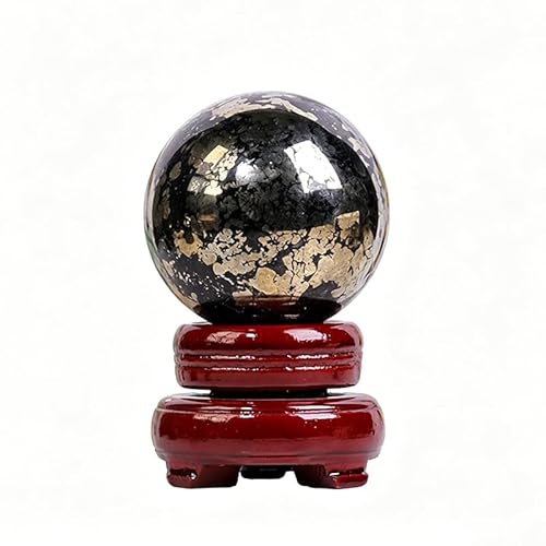 NIBHZ Natural Pyrite Crystal Ball - Gem Crystal Sphere Meditation Balls for Witchcraft and Decorative Balls, Meditation & Feng Shui Home Decor,50~60mm