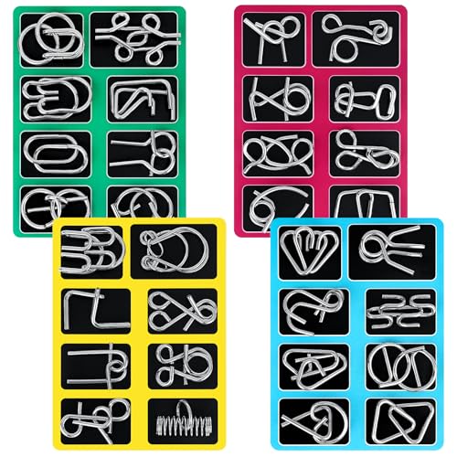 DESPOINA 32 Stück Knobelspiele Metall, Entwirrung Puzzles Geduldspiele, Metallpuzzle Metallknobellei, IQ Spiele Geduldspiel Geschicklichkeitsspiel, Ideal Erwachsene und Kinder für Junge und Mädchen