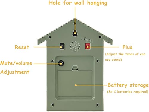Miniatura 5 de Reloj de cuco de cuco con quimero y péndulo, voz de pájaro natural o llamada de cuco, reloj Coo Coo para arte de pared, hogar, sala de estar,