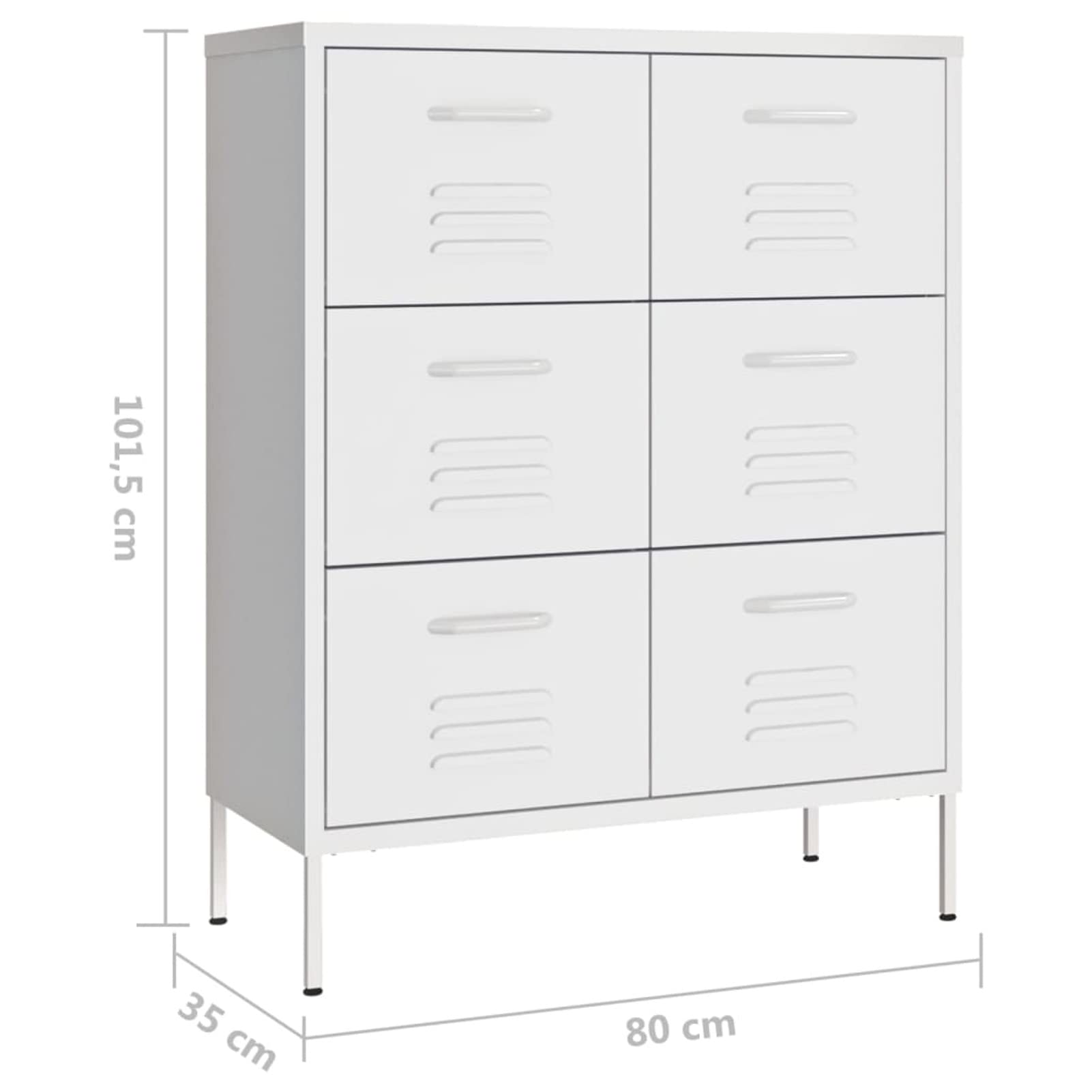 Cassettiera Bianca 80x35x101,5 cm in Acciaio,Cassettiera,Cassettiera Salvaspazio,Cassettiera Scrivania,Cassettiera Camera da Letto(SPU:336152)