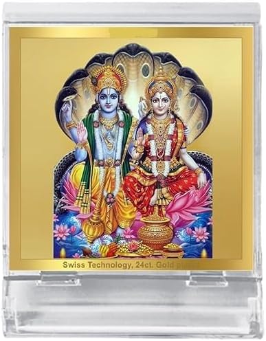 Generic Vishnu Laxmi Photo Frame for Car Dashboard, Table Decor (Set of 1)