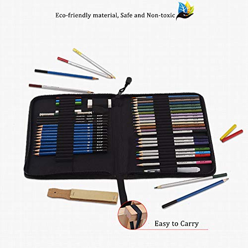 KKmoon 51 unidades/conjunto Kit de desenho profissional Lápis de madeira Lápis de desenho Art Sketch