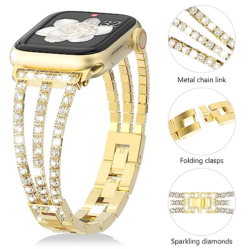 WINGLE 46mm 45mm 44mm 42mm(Series 3 2 1) Compatible with Apple Watch Straps,Women Bling Bracelet Stainless steel Replacement wristband for iWatch Strap SE Series 11 10 9 8 7 6 5 4 3 2 1 - Image 4