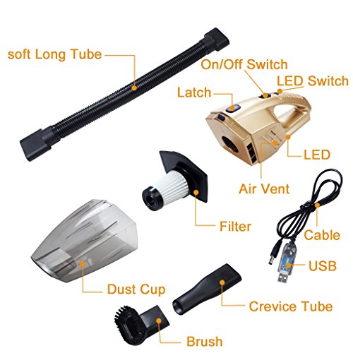 Eforcar Cordless Car Vacuum Cleaner, Dust Buster With 12V 2200Mah Rechargeable Battery, 3Kpa Powerful Suction Portable Hand Held Vacuum Cleaner With Carry Bag #TOP1