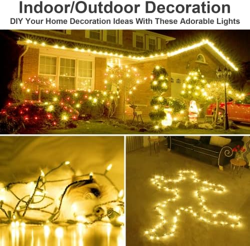 EMOIEMO Christmas Lights Battery Operated, 16ft 50 LED 2 Pack Outdoor Fairy Lights Waterproof 8 Modes Battery String Lights for Outdoor & Indoor, Tree, Xmas Decorations(Warm White)