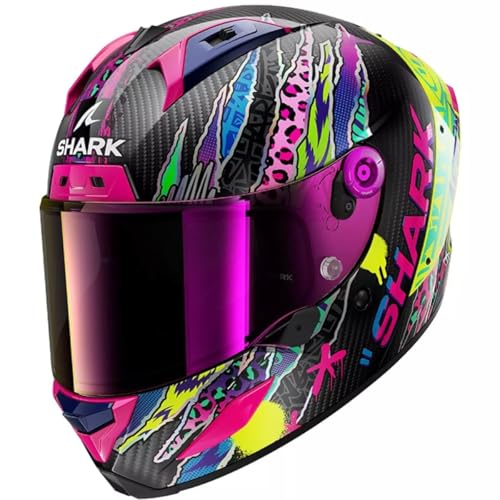 Shark, Casco Moto Integrale Aeron Fawn Carbon Violet Yellow Dvy, M