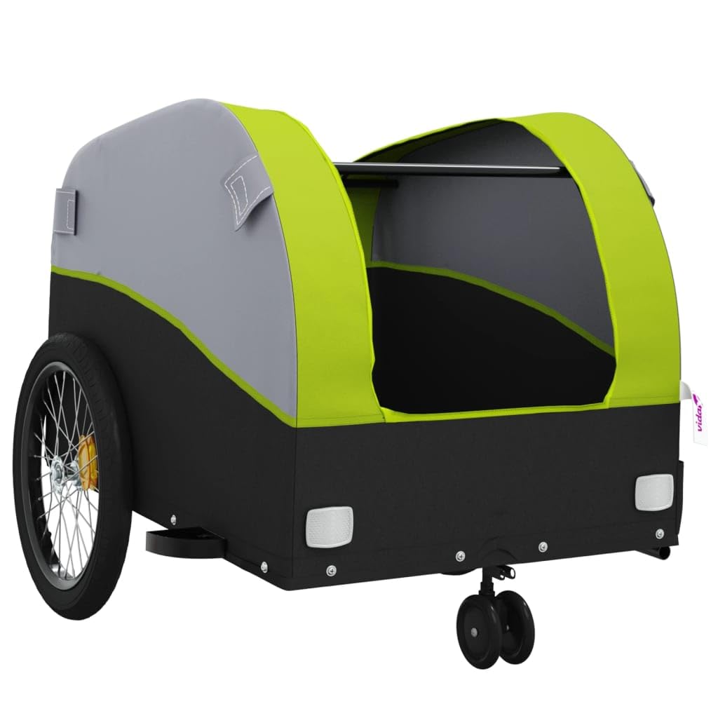 Remolque de hierro negro y azul, remolque de carga con tela Oxford, x x, capacidad de carga, barra de remolque, bandera de seguridad para equipaje, compras, camping