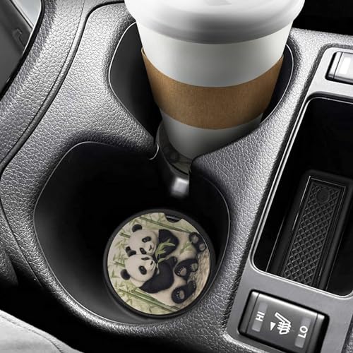 Portavasos para carro Cute Panda de madera 4 piezas miniatura 6