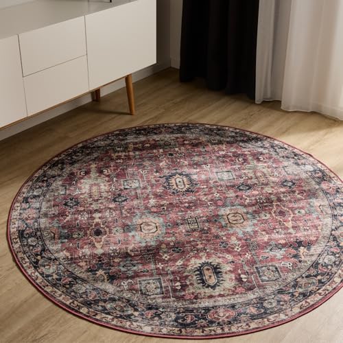 Tapis de salon rétro et élégant George 160 cm de forme ronde - 2