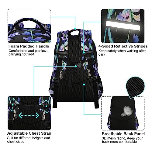 Sac à dos imperméable libellule pour protéger l'ordinateur 12,9 pouces des enfants