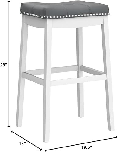 Miniatura 49 de COSTWAY Juego de 2 taburetes de bar, taburete de mostrador sin respaldo de 29 pulgadas de altura con reposapiés, cojín de asiento suave, patas de