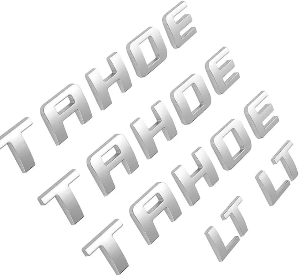 Letter Emblems Door Badges Nameplate Tailgate Compatible with 2007-2020 Tahoe LT 5pcs (Gloss Black)
