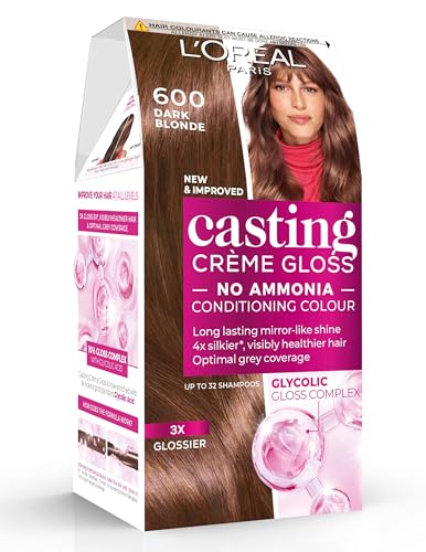 L'Oréal Paris Casting Crème Gloss, Semi-Permanent Hair Dye, Radiant & Natural Colour, No-ammonia, Semi-Permanent Hair Colour Lasts 32 Washes, Shade: Dark Blonde 600