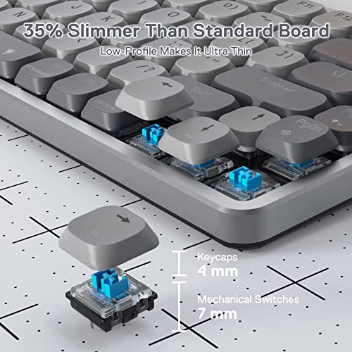 Redragon K652 75% Wireless Rgb Mechanical Keyboard, Bluetooth/2.4Ghz/Wired Tri-Mode 84 Keys Ultra-Thin Gaming Keyboard W/Aluminum Top Plate, 100% Supported Win/Mac System & Low Profile Blue Switch #TOP5