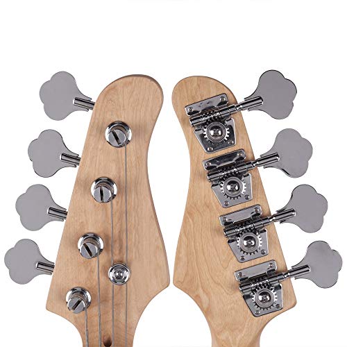 Waful Electric Bass Guitar, Starters Acoustic Bass Guitar Beginner Kit Full Size 4 String SS Pick Up with Guitar Bag, Strap, Amp Wire, Wrench Tool, Plectrum for Starter Gift Burlywood
