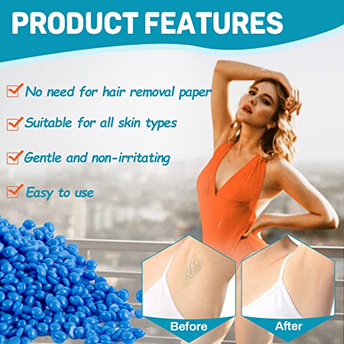 Sukh Hard Wax Beads For Hair-Removal - Blue Hard Wax Beans Hot Wax Beads Hair Removal Wax Hard Wax Melts Brazilian Bikini Wax For Face, Body, Legs Underarms, Back And Chest #TOP1