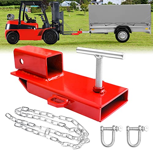 Forklift Trailer Hitch Attachment, EBESTTECH 1 PC 2" Receiver Trailer Towing Adapter with Chain Red by BESTZHEYU - Used condition - US$37.57