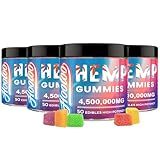 Hemp Gummies Extra Strength for Adults - 6 Fruity Flavors Infused Vitamins, Omega 3 - Chewable Gummy for Deep Bedtimes, Focus, Unwind - Pack of 4 - Made in USA