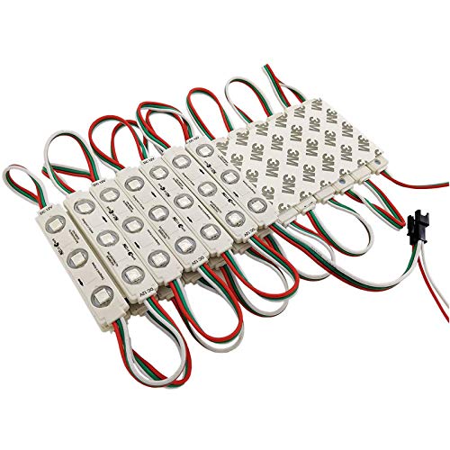 YUNBO 100Pcs WS2811 RGB LED Module Lights DC 12V SMD 5050 Addressable Dream Color RGB LED Module Waterproof IP65 LED Storefront Lights with Tape Adhesive Backside