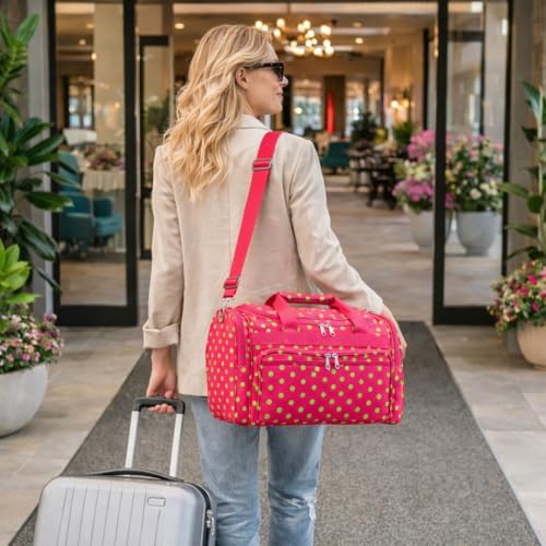 Image of World Traveler 81T16-504F /G Duffle Bag, One Size, Fuchsia Lime Dot