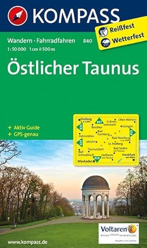 Östlicher Taunus 1 : 50 000: Wanderkarte mit Radrouten und Aktiv Guide. GPS-genau. 1:50000 (KOMPASS Wanderkarte, Band 840)