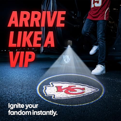 Image of LED Car Door Light - Officially Licensed NFL Wireless Projector - Show Your Team Pride - Battery Powered, Easy Install