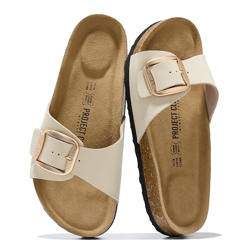 Image of Project Cloud 100% Genuine Leather Sandals Women Dressy Beach Essentials Slides for Women Footwear - Lightweight with Memory Foam Insole Sandals for Women 2026 - Womens Slides