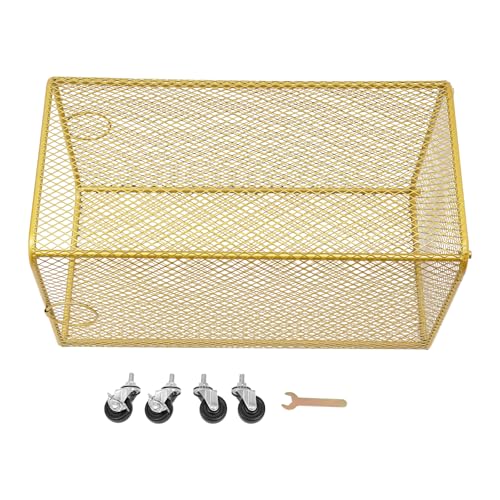 Image of Wire Metal Rolling Laundry Basket On Wheels,Mesh Wire Laundry Basket Storage Cart for Bathroom Bedroom Dirty Clothes Storage (A)
