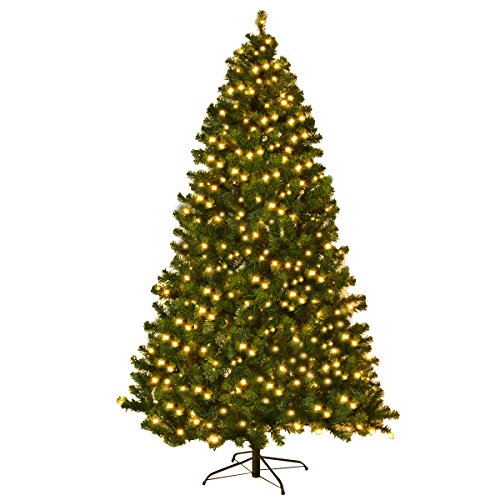 HAPPYGRILL 7.5ft Pre-lit Artificial Christmas Tree with Hinged Design