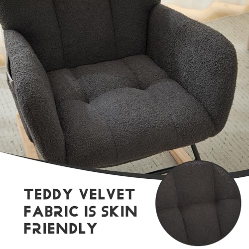 image for ETCZOYE Nursery Rocking Chair Teddy Upholstered Reading Glider Rocker 