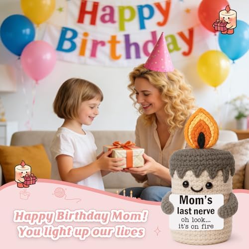 YUEYUQIU Funny Mom Birthday Gifts from Daughter Son - Christmas Mothers Day Birthday Gag Gifts for Mom Mother Mama Mommy Mother in Law - Cute Handmade Crochet Candle Mom's Last Nerve Gift Ideas — view 6