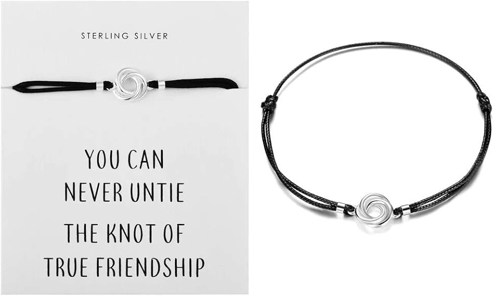 Philip Jones Sterling Silver Friendship Quote Corded Knot Bracelet, Adjustable - Image 3