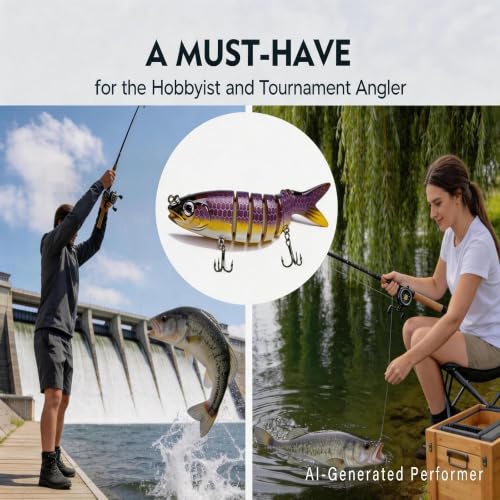 Multi Jointed Swimbait Hard Lure, 5.1in Slow Sinking Fishing Lures with Lifelike Swimming Action, Realistic Bass Fishing Lures for Freshwater, Topwater Lure with Gravity Transfer System for Bass - image 5